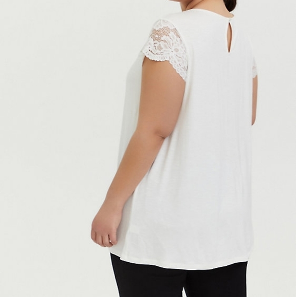 TORRID - SUPER SOFT WHITE LACE SLEEVE TOP - Picture 3 of 7